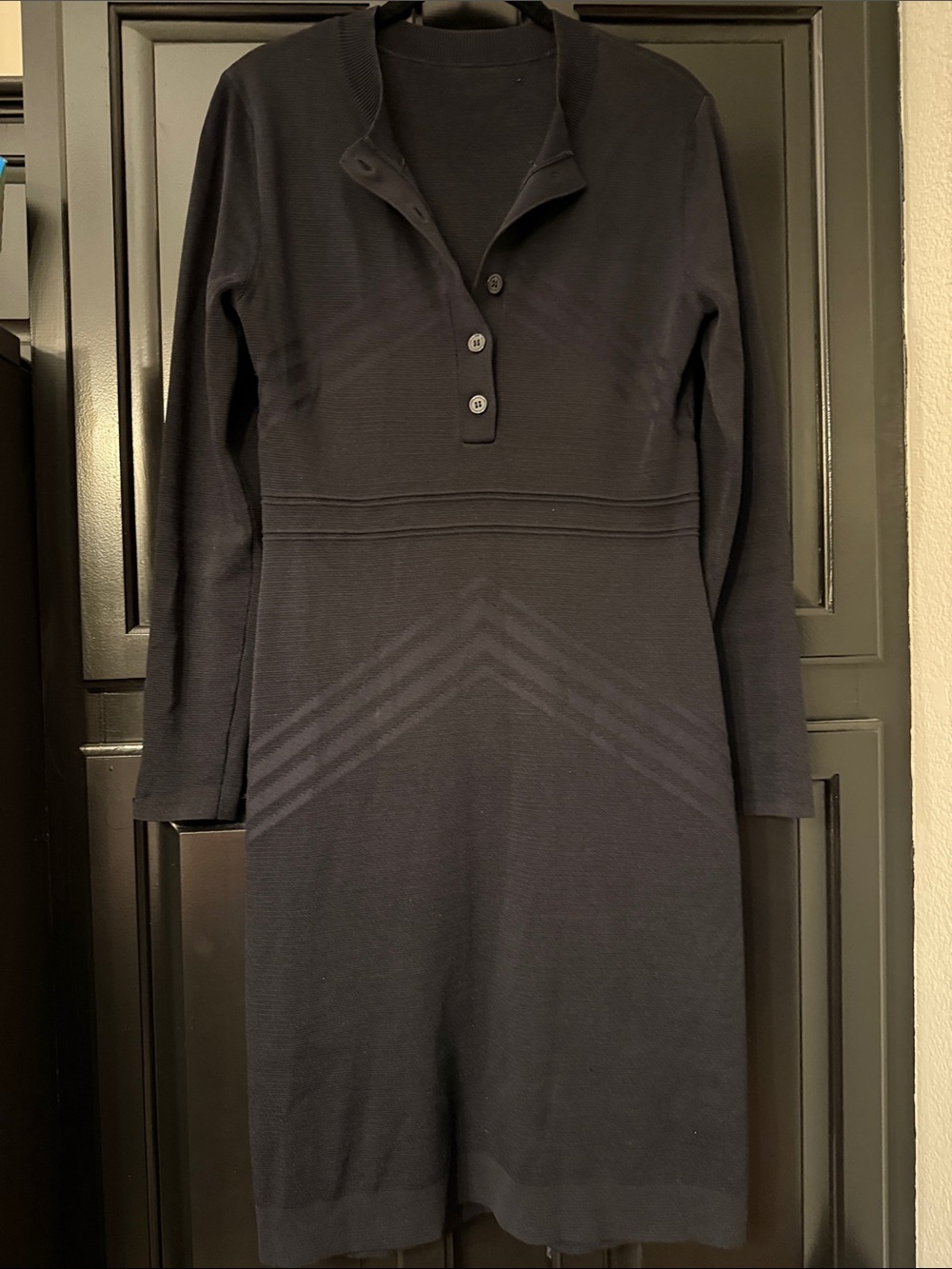 REISS Regan Long Sleeve Knit Sweater Dress Collared Button Front Size S or M